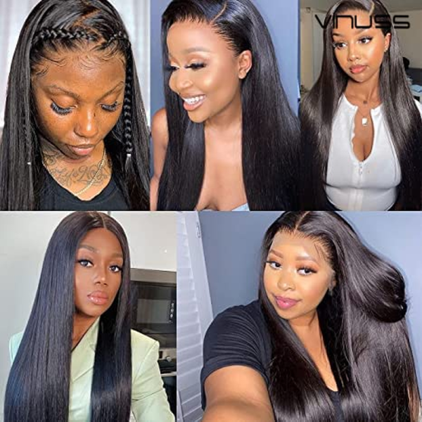 13X6 HD Transparent Lace Front Wigs Human Hair Wigs for Black Women, Glueless Human Hair Lace Front Wigs Pre Plucked Bleached Knots Straight 150% Density Brazilian Hair, Long Black Wigs 16Inch - Image 6