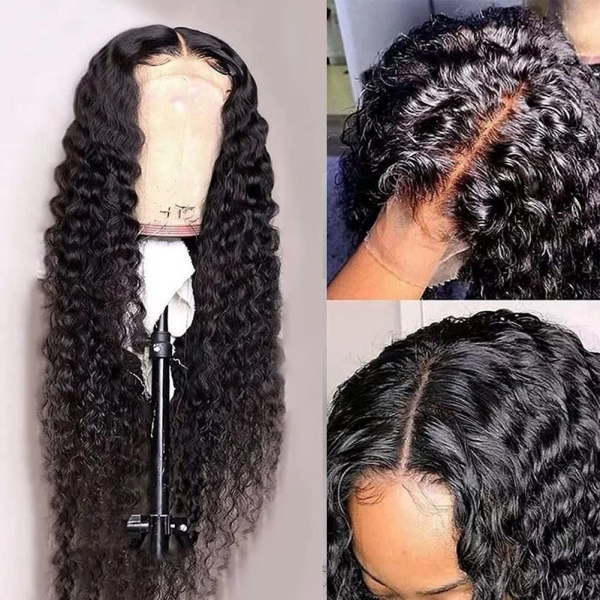 13X4 Transparent Lace Front Wigs Human Hair 150% Density Brazilian Water Wave HD Lace Front Glueless Wigs Virgin Huamn Hair for Black Women Natural Color Pre Plucked with Baby Hair 24Inch - Image 3