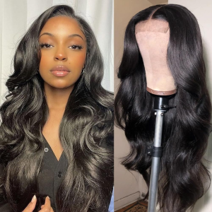 4X4 Body Wave Lace Front Wigs Human Hair Pre Plucked HD Transparent Lace Closure Wigs with Baby Hair 180% Density Brazilian Lace Glueless Human Hair Wigs for Women (20Inch,Natural Black)
