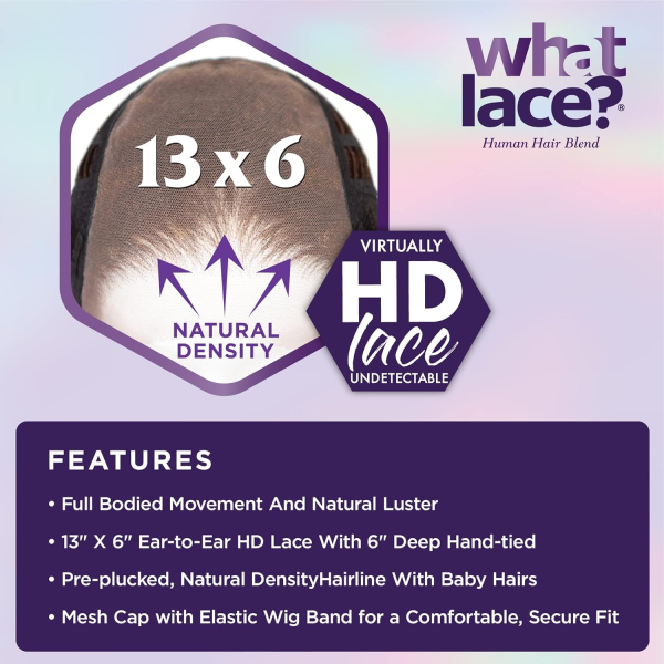 What Lace 13X6 Wigs - Arabella 28 Inch Human Hair Blend Lacefrontal Glueless Synthetic with Natural Density Preplucked Hairline (COLORMELTCHOCOLATE) - Image 6