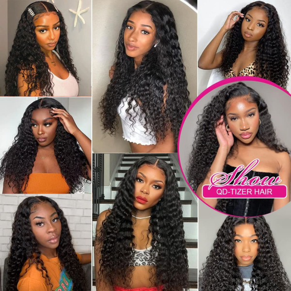 Deep Curly Human Hair Lace Front Wigs 13X4 Lace Frontal Wigs for Black Women 180% Density Wet and Wavy HD Lace Front Wigs Human Hair Pre Plucked Natural Hairline - Image 5