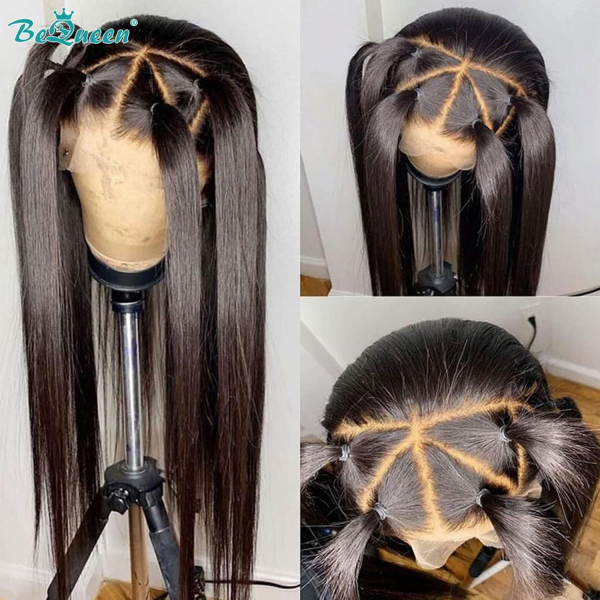 13X4 Lace Front Wigs Human Hair 150 Density Glueless Pre Plucked Brazilian Body Wave Human Hair Wigs for Black Women Lace Closure Wigs Human Hair with Baby Hair Bleached Knots Natural Black (13X4 Transparent, 30Inches) - Image 5