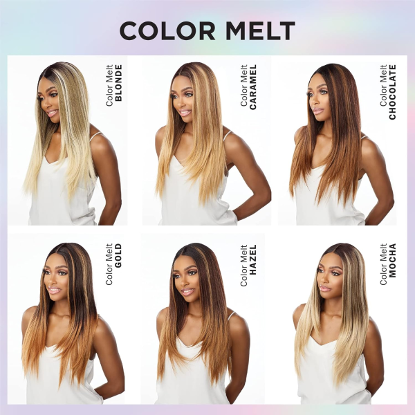 What Lace 13X6 Wigs - Arabella 28 Inch Human Hair Blend Lacefrontal Glueless Synthetic with Natural Density Preplucked Hairline (COLORMELTCHOCOLATE) - Image 7