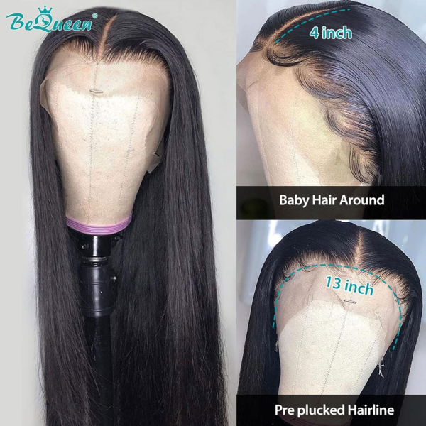13X4 Lace Front Wigs Human Hair 150 Density Glueless Pre Plucked Brazilian Body Wave Human Hair Wigs for Black Women Lace Closure Wigs Human Hair with Baby Hair Bleached Knots Natural Black (13X4 Transparent, 30Inches) - Image 3