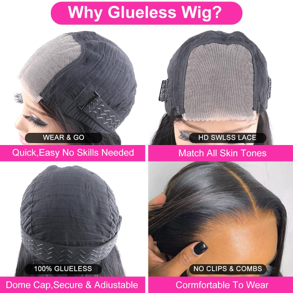 20 Inch Glueless Lace Front Wigs Human Hair Pre Plucked Straight HD Lace Front Wigs Human Hair Bleached Knots Natural Hairline Glueless Go and Wear Wigs Human Hair Pre Plucked Pre Cut - Image 4