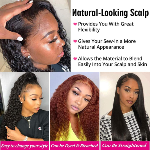 13X4 Curly Lace Front Human Hair Wig - HD Transparent Frontal, Pre-Plucked with Baby Hair for Black Women - Brazilian Virgin Hair, 150% Density, 20 Inch, Natural Color - Image 5