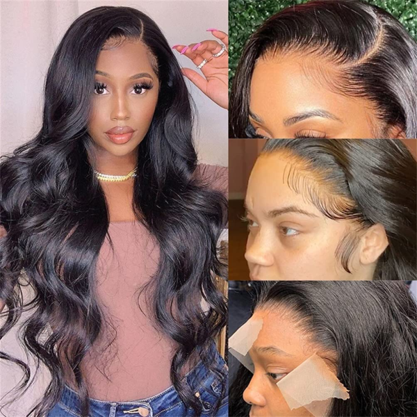 13X4 Lace-Front Human-Hair-Wigs - Body Wave Hair 150% Density for Black Women,Natural Color Virgin Lace Frontal Wigs Pre Plucked Hair (20Inch, Body Wave) - Image 2