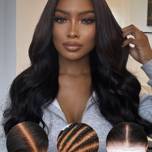Body Wave Pre Everything Put on and Go Glueless Lace Front Wigs Human Hair 13X4 Pre Cut Lace Frontal Wig Pre Plucked with Bleached Knots 180% Density Fast Wear Wigs Natural Color 26 Inch