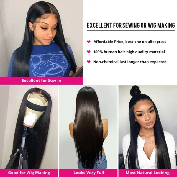 Bundles with Closure Brazilian Straight 3 Bundles with Closure Virgin 100% Unprocessed Human Hair Extensions 4X4 Free Part Lace Closure Natural Color (16 18 20+14) - Image 6