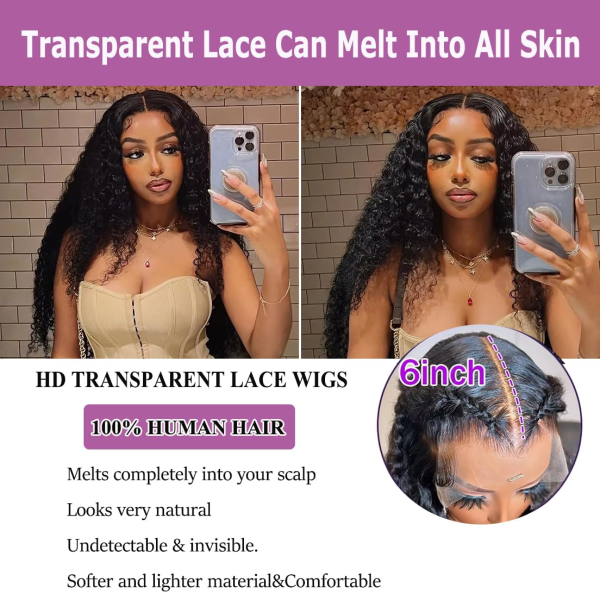 24 Inch 13X6 Lace Front Wigs Human Hair 200 Density Deep Wave Lace Front Wigs Human Hair 13X6 Deep Wave HD Frontal Wigs for Women Pre Plucked (13X6 Deep Wig, 24 Inch) - Image 3