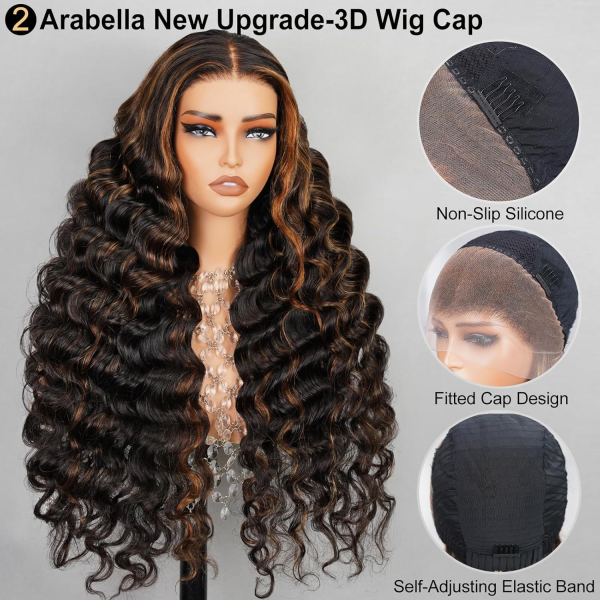13X4 Loose Curly Wave Wig 1B/30 Ready to Go Glueless Wigs Human Hair Highlight Lace Front Wig Human Hair Pre Plucked Cut Lace 210% Density Pre Bleached (24Inch, 13X4 Loose Wave) - Image 4