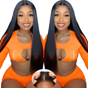 20 Inch Glueless Lace Front Wigs Human Hair Pre Plucked Straight HD Lace Front Wigs Human Hair Bleached Knots Natural Hairline Glueless Go and Wear Wigs Human Hair Pre Plucked Pre Cut
