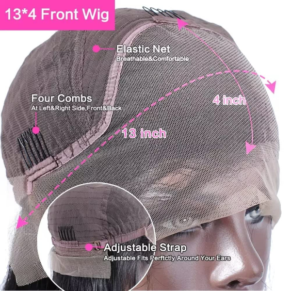 13X4 Transparent Lace Front Wigs Human Hair 150% Density Brazilian Water Wave HD Lace Front Glueless Wigs Virgin Huamn Hair for Black Women Natural Color Pre Plucked with Baby Hair 24Inch - Image 2