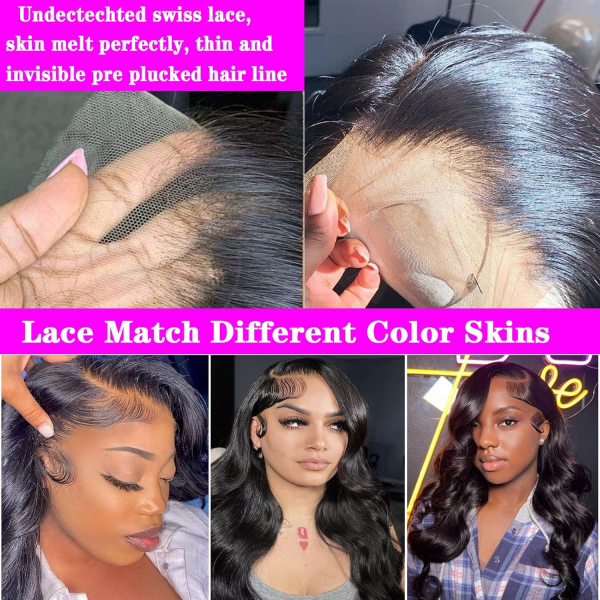 Body Wave Lace Front Wigs Human Hair Pre Plucked 180% Density 13X4 HD Transparent Human Hair Lace Front Wigs for Black Women Glueless 28 Inch Brazilian Virgin Natural Black Wigs with Baby Hair - Image 4