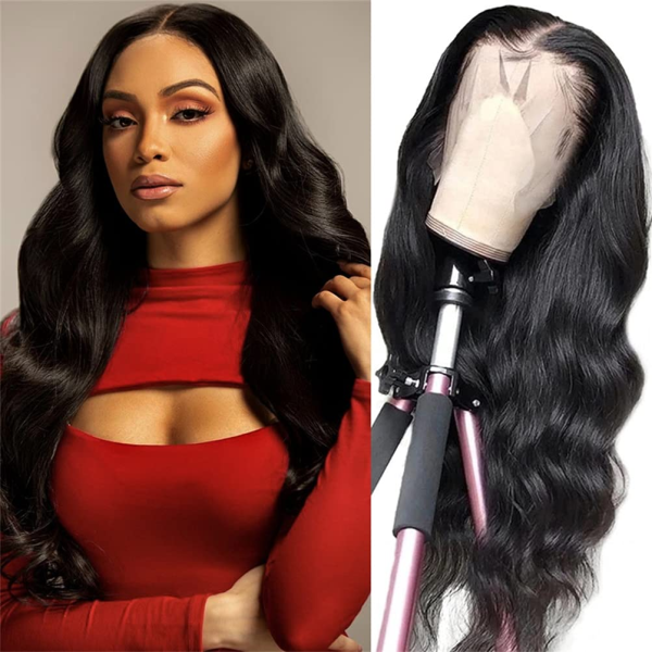 13X4 Lace-Front Human-Hair-Wigs - Body Wave Hair 150% Density for Black Women,Natural Color Virgin Lace Frontal Wigs Pre Plucked Hair (20Inch, Body Wave)