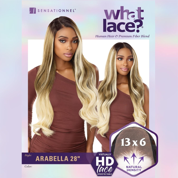What Lace 13X6 Wigs - Arabella 28 Inch Human Hair Blend Lacefrontal Glueless Synthetic with Natural Density Preplucked Hairline (COLORMELTCHOCOLATE) - Image 8