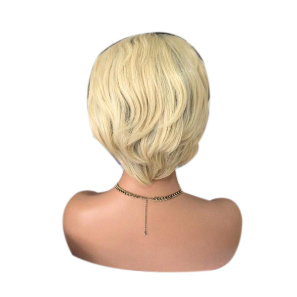 Hair Ombre 613 Pixie Cut 13X1X5 Inch Lace Human Hair Wig Brazilian Natural Straight Hair Dark Roots Blonde Short Length Free Part Pre Plucked Lace Front Wigs for Women 8 Inches - Image 3