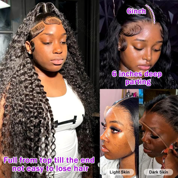 24 Inch 13X6 Lace Front Wigs Human Hair 200 Density Deep Wave Lace Front Wigs Human Hair 13X6 Deep Wave HD Frontal Wigs for Women Pre Plucked (13X6 Deep Wig, 24 Inch) - Image 4