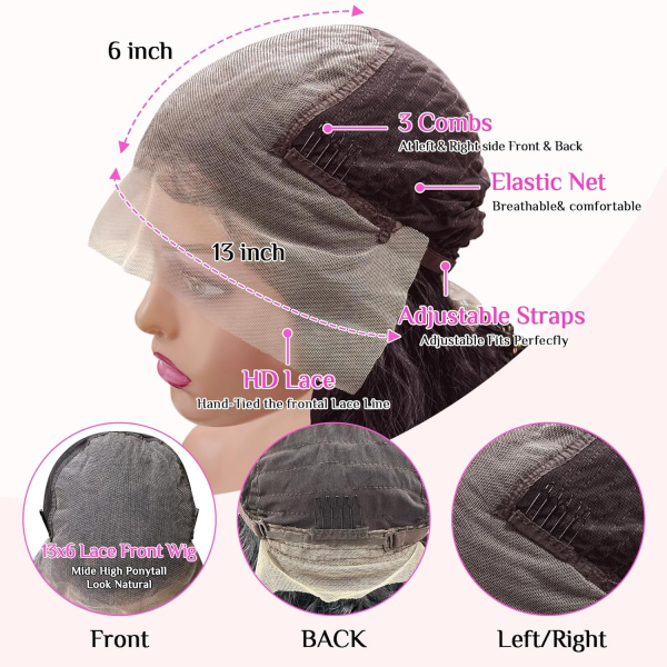 Lace Front Wigs Synthetic Glueless Wigs Pre Plucked 13X6 HD Lace Frontal Wigs Loose Curly Natural Hairline with Baby Hair for Women 14 Inch - Image 6