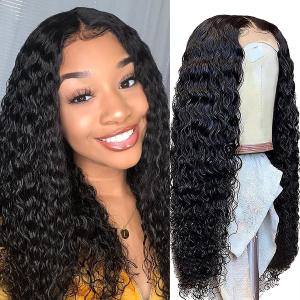 Deep Wave 4X4 HD Lace Front Wigs for Black Women Human Hair Pre Plucked with Baby Hair 180% Density Brazilian Virgin Hair Wig 20Inch