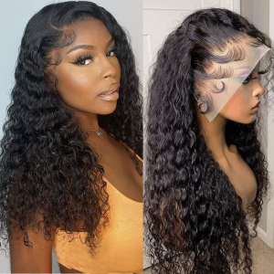 Deep Curly Human Hair Lace Front Wigs 13X4 Lace Frontal Wigs for Black Women 180% Density Wet and Wavy HD Lace Front Wigs Human Hair Pre Plucked Natural Hairline