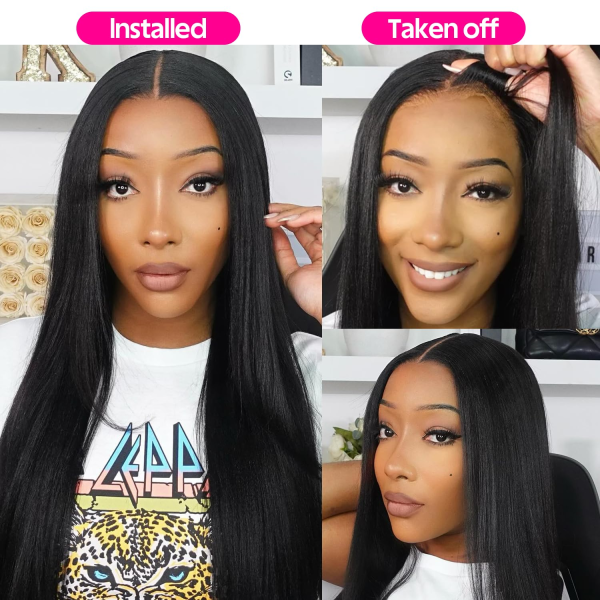 20 Inch Glueless Lace Front Wigs Human Hair Pre Plucked Straight HD Lace Front Wigs Human Hair Bleached Knots Natural Hairline Glueless Go and Wear Wigs Human Hair Pre Plucked Pre Cut - Image 9
