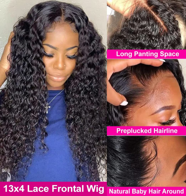 13X4 Deep Wave Lace Front Wigs Human Hair Wigs for Black Women Lace Front Glueless Wigs Human Hair Pre Plucked with Baby Hair Deep Curly Lace Frontal Wigs Human Hair 180% Density 22 Inch - Image 4