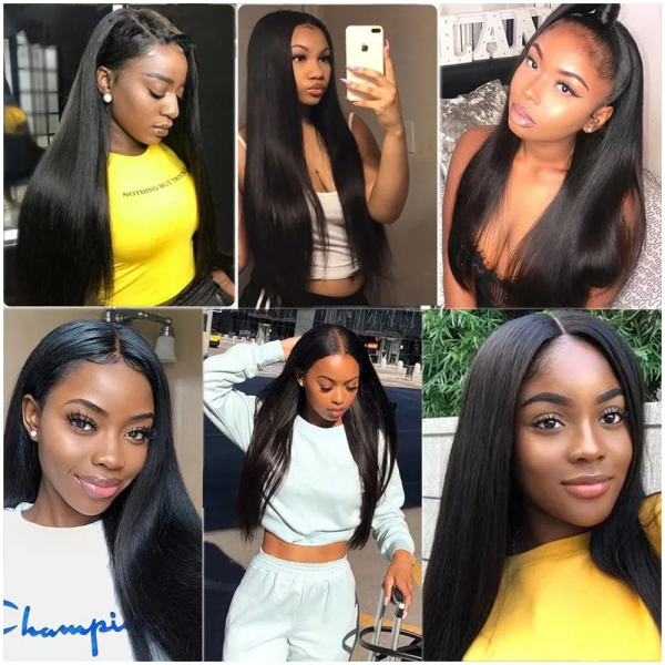 Bundles with Closure Brazilian Straight 3 Bundles with Closure Virgin 100% Unprocessed Human Hair Extensions 4X4 Free Part Lace Closure Natural Color (16 18 20+14) - Image 5