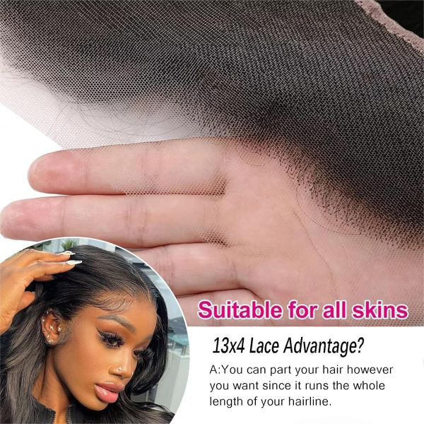 13X4 Lace Frontal Closure Body Wave Ear to Ear HD Lace Frontal 14 Inch Brazilian Human Hair Closure Free Part 150% Density Body Wave Hair Extensions Pre Plucked Natural Black - Image 3