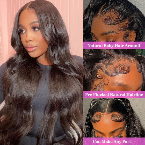 13X4 Lace Frontal Wigs Human Hair Body Wave 100% Unprocessed Brazilian Virgin Human Hair Wigs for Black Women 200% Density (20 Inch) - Image 4