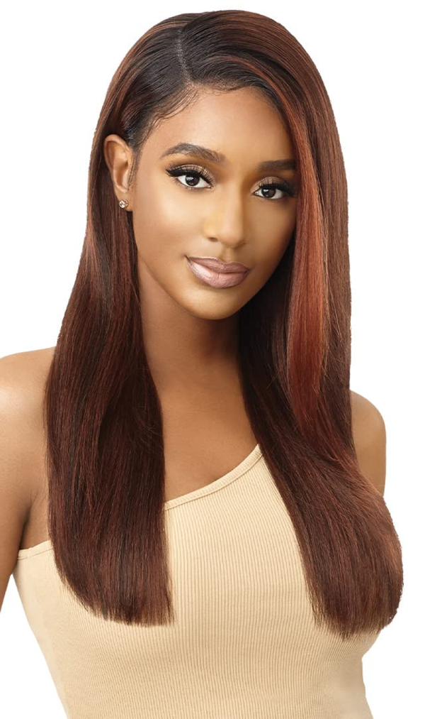 100% Human Hair Blend 13X6 Hand-Tied 360 Lace Frontal Wig - MARISA (Color:Dr RED VELVET) - Image 2