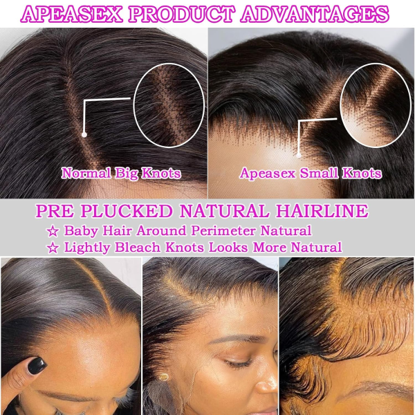 Body Wave Lace Front Wigs Human Hair Pre Plucked 180% Density 13X4 HD Transparent Human Hair Lace Front Wigs for Black Women Glueless 28 Inch Brazilian Virgin Natural Black Wigs with Baby Hair - Image 5
