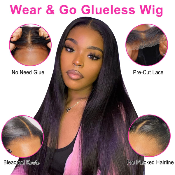 20 Inch Glueless Lace Front Wigs Human Hair Pre Plucked Straight HD Lace Front Wigs Human Hair Bleached Knots Natural Hairline Glueless Go and Wear Wigs Human Hair Pre Plucked Pre Cut - Image 7