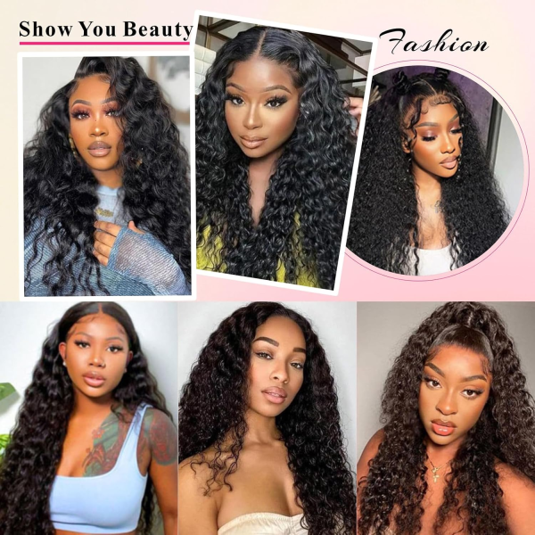 13X6 Deep Wave Lace Front Wigs Human Hair Deep Wave Hd Lace Frontal Wigs for Black Women Glueless Curly Lace Front Wig Pre Plucked with Baby Hair 180% Density Natural Color 26Inch - Image 6