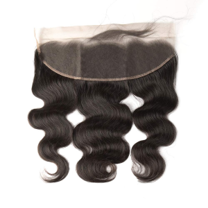 13X4 Lace Frontal Closure Ear to Ear Brazilian Virgin Remy Human Hair with Baby Hair Three Parts Body Wave Hair Frontal Natural Color 12 Inch