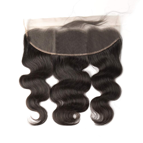 13X4 Lace Frontal Closure Ear to Ear Brazilian Virgin Remy Human Hair with Baby Hair Three Parts Body Wave Hair Frontal Natural Color 12 Inch