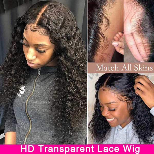 Curly Lace Front Wig Human Hair,Hd Transparent Lace Front Wigs Human Hair Pre Plucked,Wet and Wavy Wigs Human Hair,16Inch ,13X4X1 Glueless Water Wave Lace Front Wigs Human Hair for Black Women - Image 2