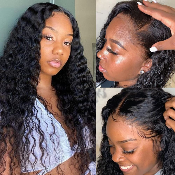Deep Curly Human Hair Lace Front Wigs 13X4 Lace Frontal Wigs for Black Women 180% Density Wet and Wavy HD Lace Front Wigs Human Hair Pre Plucked Natural Hairline - Image 2