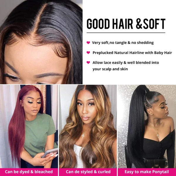 Bundles with Closure Brazilian Straight 3 Bundles with Closure Virgin 100% Unprocessed Human Hair Extensions 4X4 Free Part Lace Closure Natural Color (16 18 20+14) - Image 2