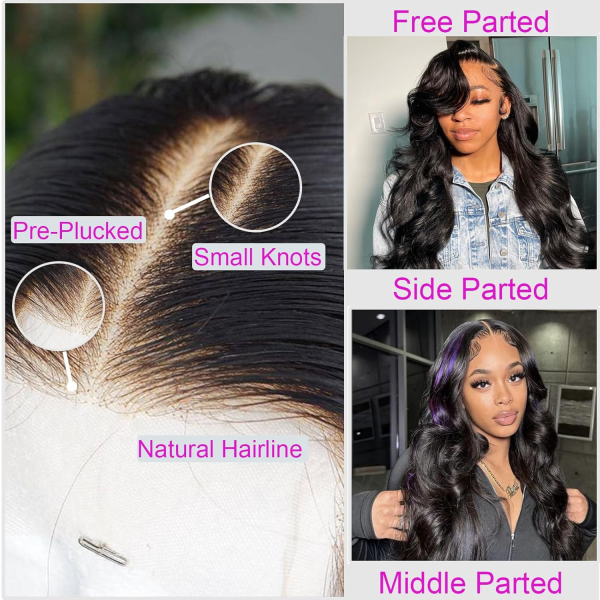 Body Wave Lace Front Wigs Human Hair Pre Plucked 180% Density 13X4 HD Transparent Human Hair Lace Front Wigs for Black Women Glueless 28 Inch Brazilian Virgin Natural Black Wigs with Baby Hair - Image 3