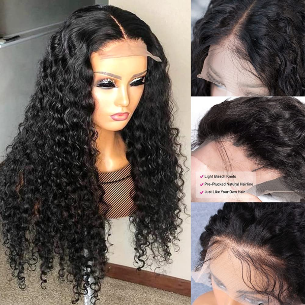 Deep Curly Human Hair Lace Front Wigs 13X4 Lace Frontal Wigs for Black Women 180% Density Wet and Wavy HD Lace Front Wigs Human Hair Pre Plucked Natural Hairline - Image 3