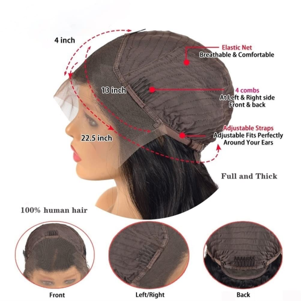 13X4 Lace-Front Human-Hair-Wigs - Body Wave Hair 150% Density for Black Women,Natural Color Virgin Lace Frontal Wigs Pre Plucked Hair (20Inch, Body Wave) - Image 3