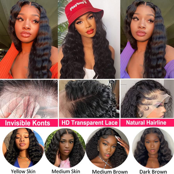13X4 Loose Deep Wave Curly Lace Front Wigs Human Hair Pre Plucked with Baby Hair 180% Density Curly Lace Front Wig 10A Wigs for Black Women Glueless Wig 24Inch, Natural Color - Image 4