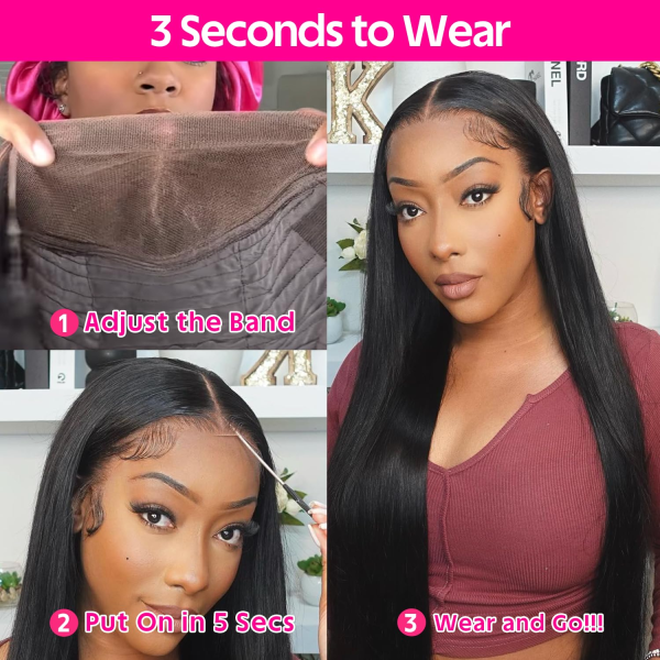 20 Inch Glueless Lace Front Wigs Human Hair Pre Plucked Straight HD Lace Front Wigs Human Hair Bleached Knots Natural Hairline Glueless Go and Wear Wigs Human Hair Pre Plucked Pre Cut - Image 3