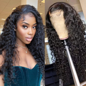 180% Density Pre Plucked Water Wave Lace Front Wigs 13X4 HD Transparent Swiss Lace 18 Inch Glueless Wavy Curly Human Hair Wigs