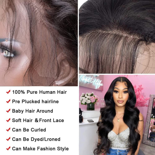 13X4 Lace Front Wigs Human Hair Body Wave Lace Front Human Hair Wigs for Black Women Glueless Brazilian 150% Density Human Hair Wigs Pre Plucked Bleached Knots with Baby Hair 20 Inch - Image 2