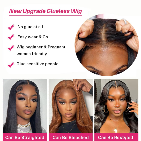 20 Inch Glueless Lace Front Wigs Human Hair Pre Plucked Straight HD Lace Front Wigs Human Hair Bleached Knots Natural Hairline Glueless Go and Wear Wigs Human Hair Pre Plucked Pre Cut - Image 6