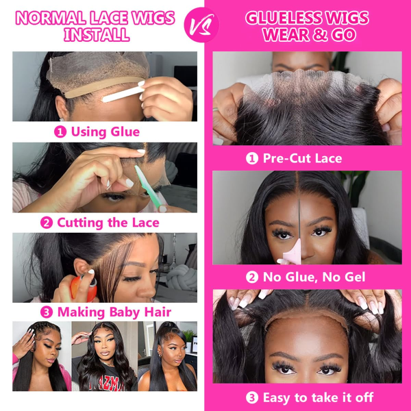 20 Inch Glueless Lace Front Wigs Human Hair Pre Plucked Straight HD Lace Front Wigs Human Hair Bleached Knots Natural Hairline Glueless Go and Wear Wigs Human Hair Pre Plucked Pre Cut - Image 8