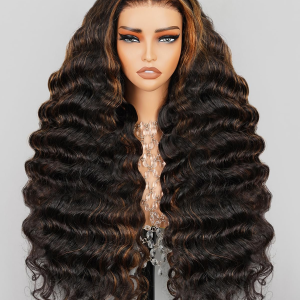 13X4 Loose Curly Wave Wig 1B/30 Ready to Go Glueless Wigs Human Hair Highlight Lace Front Wig Human Hair Pre Plucked Cut Lace 210% Density Pre Bleached (24Inch, 13X4 Loose Wave)