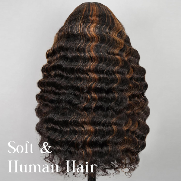 13X4 Loose Curly Wave Wig 1B/30 Ready to Go Glueless Wigs Human Hair Highlight Lace Front Wig Human Hair Pre Plucked Cut Lace 210% Density Pre Bleached (24Inch, 13X4 Loose Wave) - Image 2